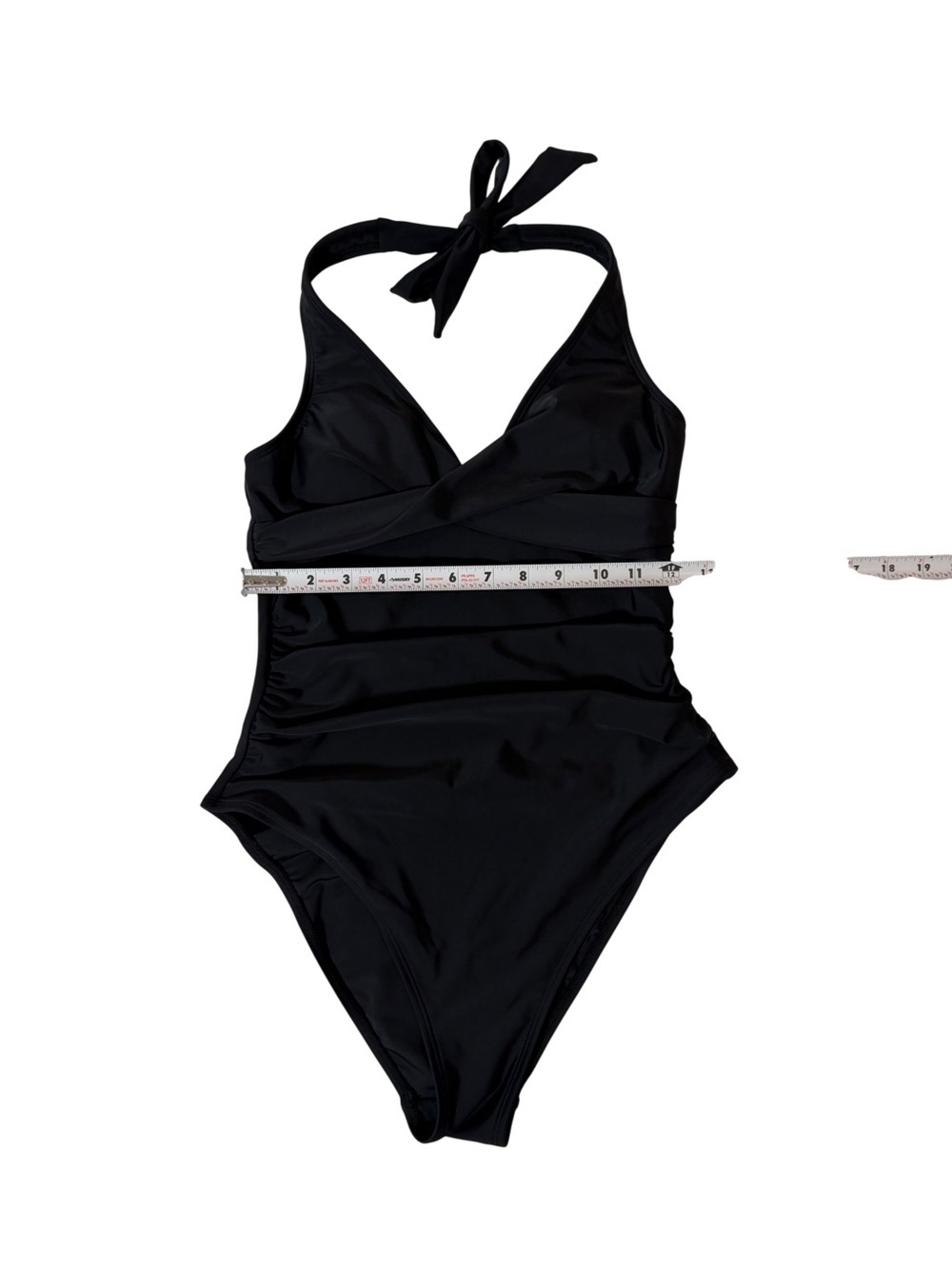 Cupshe.Black One Piece Swimsuit Size S Halter Ruched Elegant Swimwear. - Picture 4 of 5